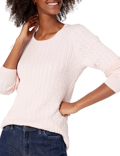 Vista 3 de Tienda Essentials - Suéter ligero de punto trenzado de manga larga con cuello redondo para mujer