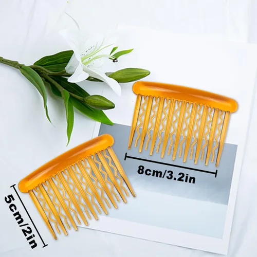 Vista 2 de ELANE 24 peines de plástico para cabello lateral con dientes para el cabello, accesorios para el cabello, peine para velo de boda para mujeres