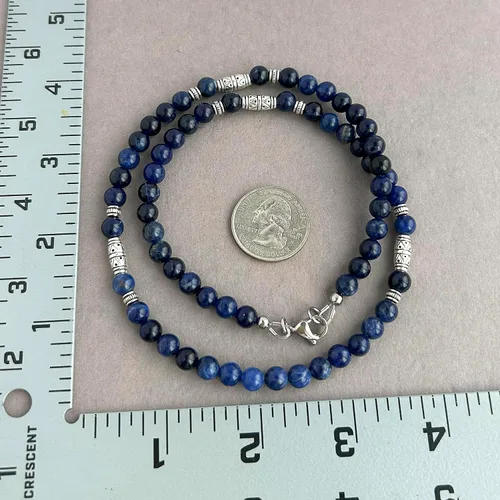 Vista 12 de Mami's Gem Studio Collar de cuentas para hombre, hecho a mano en Estados Unidos, piedras preciosas de 0.236 pulgadas y peltre estilo tribal