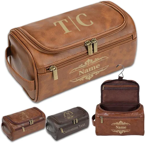 Vista 9 de Regalos personalizados para hombre Neceser Marrón oscuro