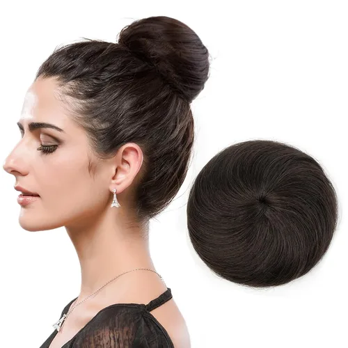 Vista 15 de Moño de Cabello Humano 100%, Moño Desordenado Pieza de Cabello Extensiones de Cabello Humano Real Moño de Cabello Rizado Natural Piezas de Cabello