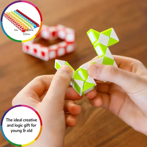 Vista 8 de CUBIDI® Cubo mágico de serpiente Juguete antiestrés de serpiente para niños Juguetes de viaje para niños de 4 a 8 años Gran regalo para niños