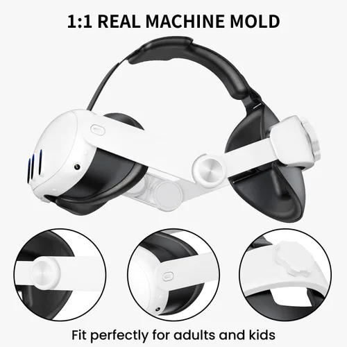 Vista 5 de 3in1 Head Strap for OculusMeta Quest 3, Upgrade Elite Head Strap Replacement with Silicone Face Pad Cover, VR Shell Case for Reduce Pressure