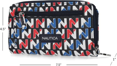 Vista 3 de Nautica Be Shore - Cartera de mujer con bloqueo RFID y cremallera alrededor del embrague, Mar del Norte