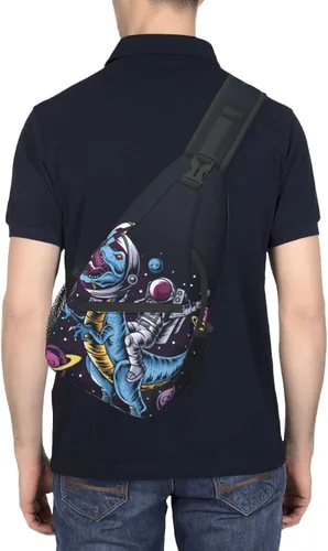 Vista 6 de Mochila bandolera con diseño de dinosaurio planeta astronauta espacial senderismo mochila de hombro mochila de viaje para hombres y mujeres