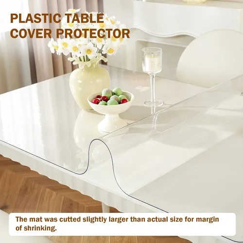 Vista 2 de Royhom Protector de mesa transparente de 14 x 24 pulgadas, cubierta de plástico de 0.059 in de grosor, impermeable, fácil de limpiar, protector