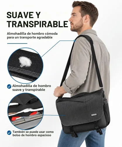 Vista 6 de CADeN Bolsa de hombro para cámara con compartimento para portátil de 14 pulgadas, soporte para trípode, compatible con Nikon, Canon, Sony, cámaras