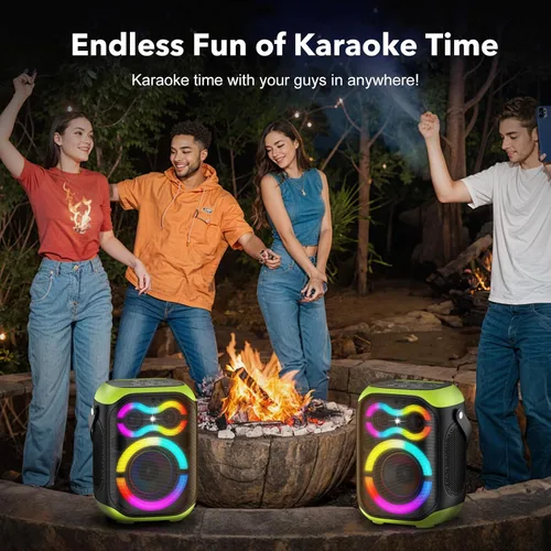 Vista 8 de Altavoces Bluetooth portátiles 80 W gran potente inalámbrico al aire libre fuerte estéreo sonido bajo profundo Boombox TWS altavoz de fiesta en casa