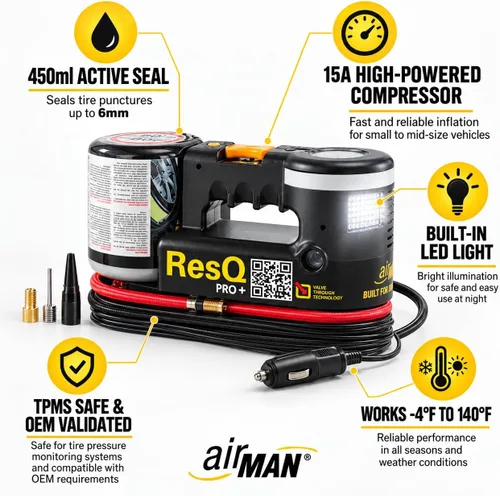 Vista 3 de ResQ 71-063-021 Pro+ Equipo de compresor de aire para reparar neumáticos.