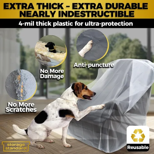 Vista 3 de Fundas de plástico para muebles para mudanza y almacenamiento - Protectores de fundas para sillas de alta resistencia, impermeables y a prueba