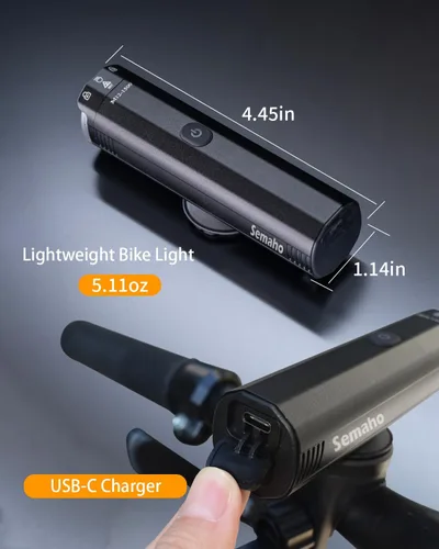 Vista 5 de Luz LED de bicicleta de 2000LM de tres haces para conducción nocturna antirreflejos con control remoto, USB-C 6000mAh luces de bicicleta recargables