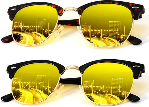 Vista 16 de KALIYADI - Gafas de sol polarizadas para hombres y mujeres unisex, marco semirretráctil, estilo retro, para conducir, con bloqueo UV