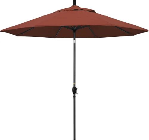 Vista 16 de California Umbrella Paraguas redondo de aluminio de 9 pies, manivela elevadora, botón de inclinación, poste negro, olefina beige antiguo