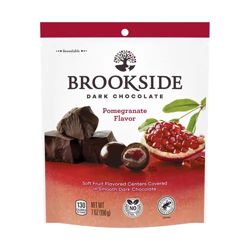 Vista 3 de Brookside Bolsa de chocolate para picar con sabor a chocolate oscuro y granada, 7 onzas
