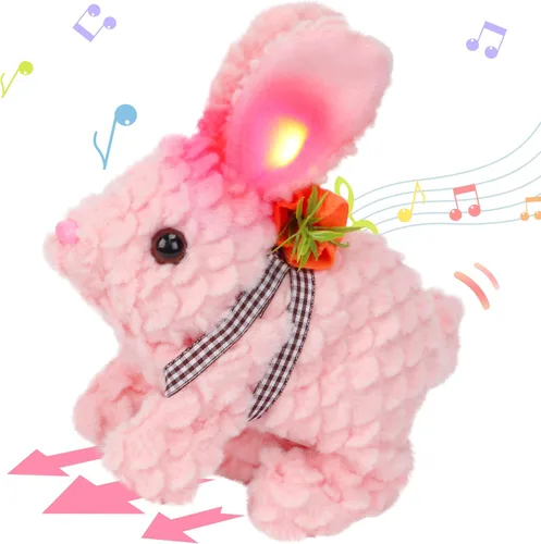 Vista 54 de Hopearl - Conejo saltarín con campana, interactivo, mascota electrónica de peluche con sonidos y movimientos, orejas que se mueven y nariz que se