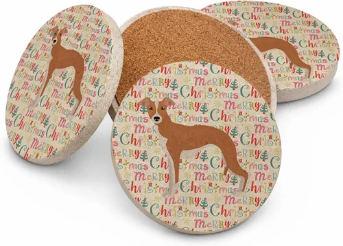 Vista 87 de Abyssinian Sand Terrier Merry Christmas - Posavasos grandes de piedra arenisca (4 unidades)