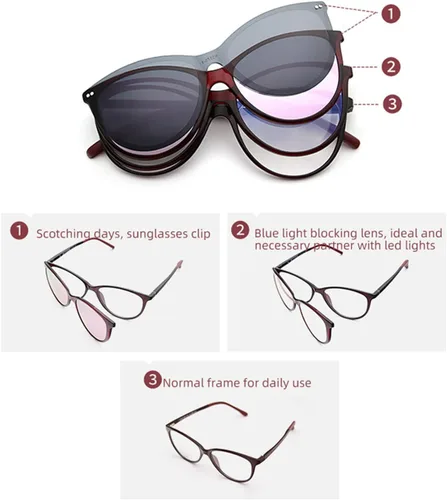 Vista 5 de BAUHAUS Lentes de sol magnéticos con clip para hombres y mujeres, polarizados, protección UV, lentes cuadrados retro que se ajustan sobre