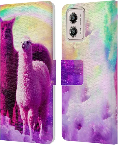 Vista 11 de Head Case Designs Officially Licensed Random Galaxy Cat & Electric Pancakes Space Llama Leather Book Wallet Case Cover Compatible with Motorola Moto