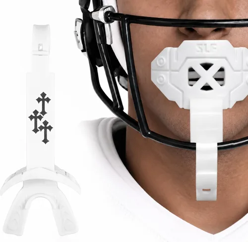 Vista 6 de SLEEFS X - Protector bucal de fútbol con correa para protección contra Negro