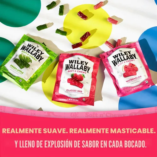 Vista 5 de Wiley Wallaby Fresa, sandía, manzana, variedad de regaliz, 10 onzas
