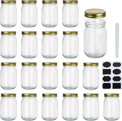 Vista 10 de Tarros de vidrio de 8 onzas con tapas, tarros de masón de boca regular para almacenamiento, tarros de conservas para caviar, hierbas, gelatina