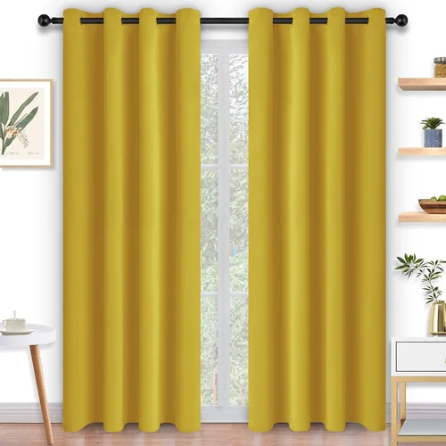 Vista 14 de Cortinas y cortinas de poliéster con ojales en la parte superior para oscurecer la habitación, sala de estar con aislamiento térmico