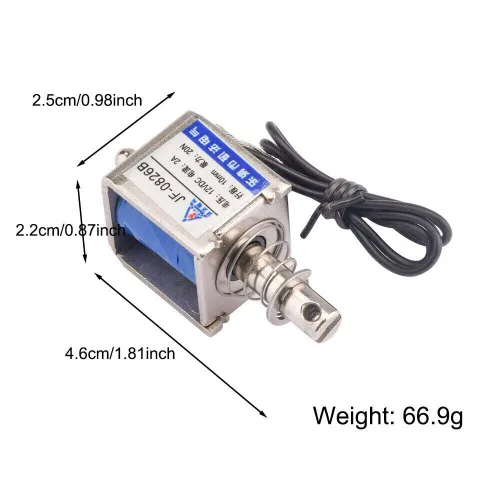 Vista 2 de 2 unids JF-0826B 12V/2A reinicio 0.394 in 20N Push Pull Tipo Electroimán de solenoide de marco abierto