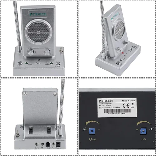 Vista 7 de Retekess TW102 Intercomunicador de ventana, sistema de intercomunicación, micrófono de 8 M, micrófono inalámbrico de conexión, altavoz para escuela