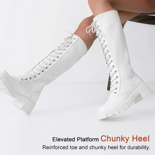 Vista 8 de Vepose Botines con estilo de combate, a la moda, para mujer