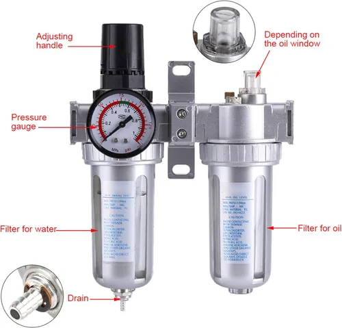 Vista 5 de a IR Compresor Filtro Regulador Mois ture Limpiador de Trampa de Agua Herramienta Separadora, Filtro IR de Partículas, 3/8 '' Limpiador de Trampa