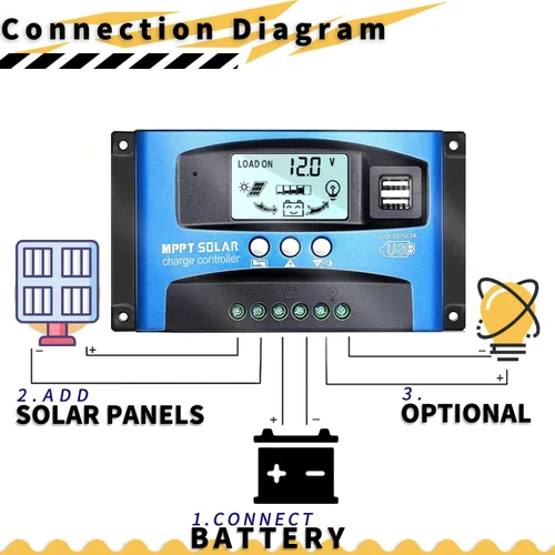 Vista 3 de EpRec MPPT 100A 12V/24V Controlador Regulador de Carga de Panel Solar con Seguimiento Automático de Enfoque, Puerto USB Dual, Pantalla LCD, Nueva