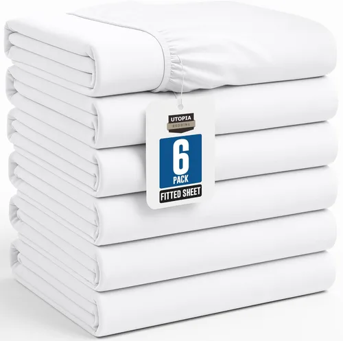 Vista 43 de Utopia Bedding - Paquete a granel de 2 sábanas bajeras ajustadas de microfibra cepillada suave con bolsillos profundos, resistentes al encogimiento