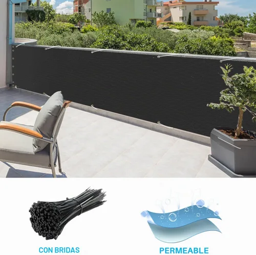 Vista 3 de Patio Pantalla de Privacidad para Balcón de 3' x 10', Cubiertas de Barandilla de Apartamento, Paneles de Valla para Exteriores, Valla Temporal
