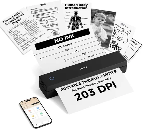 Vista 11 de HPRT MT610 Inkless Portable Printer &200Sheets&Case Kit，Wireless for Travel,Thermal Printer Supports 8.5" x 11" US Letter&A4&A5,Compatible with