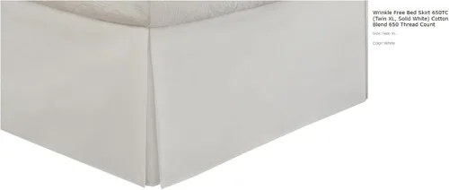 Vista 2 de sheetsnthings Falda de cama sin arrugas de 650 hilos (individual XL, blanco sólido) mezcla de algodón de 650 hilos