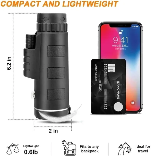 Vista 2 de Monocular Telescope, 12X50 Monocular High Power Monocular Scope for Bird Watching Traveling Concert Sports Game with Phone Adapter Tripod