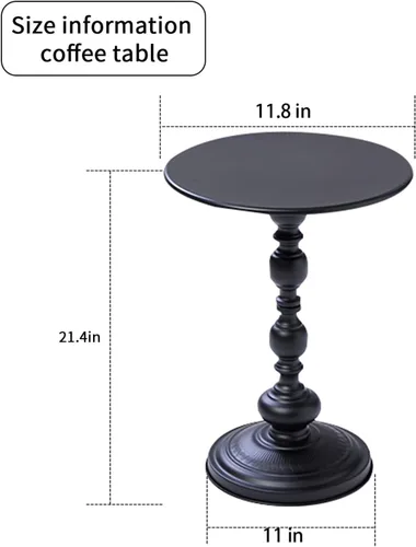 Vista 2 de Elegante mesa auxiliar redonda vintage con elegantes columnas romanas, construcción de metal resistente, perfecta para café, final, té o uso de ocio