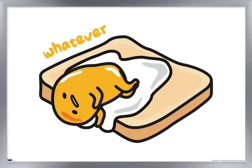 Vista 11 de Trends International Gudetama - Póster de pared Whatever (22.4 pulgadas de largo x 14.7 pulgadas), versión enmarcada en madera de granero Versión