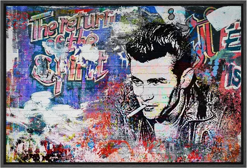 Vista 39 de SIGNWIN Lienzo enmarcado para pared, pintura en aerosol de grunge, ciudad urbana, alas de ángel vanguardistas, graffiti y arte callejero, arte