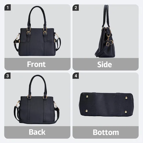Vista 6 de Bolsos de mano de cuero de moda para mujer, bolso de hombro, asa superior, bolso de otoño