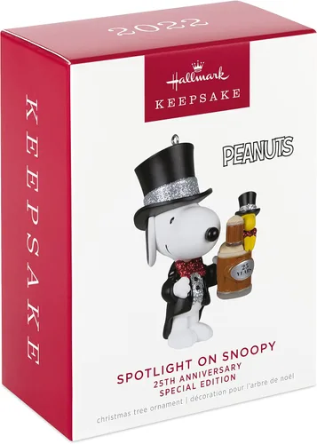 Vista 3 de Hallmark Keepsake Adorno de Navidad 2022, Peanuts Spotlight en Snoopy Edición Especial 25 Aniversario