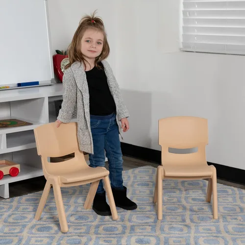 Vista 56 de Flash Furniture - Silla escolar apilable de plástico azul con altura de asiento de 10 1/2 pulgadas Construcción duradera, uso comercial