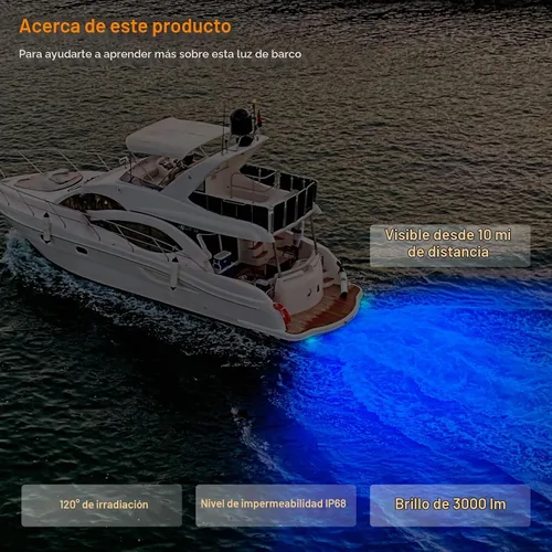 Vista 4 de UCINNOVATE 2X Luces LED Marinas para Barco de 6.9", 3000LM 84LED Luces de Popa Impermeables, Luz Subacuática para Yates, Barcos, Velero, Pontón