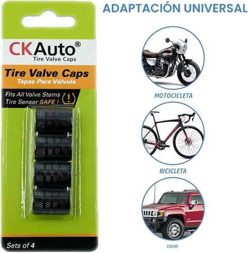 Vista 5 de CKAuto Tapones para válvula de neumático, aluminio negro, 4 unidades/paquete
