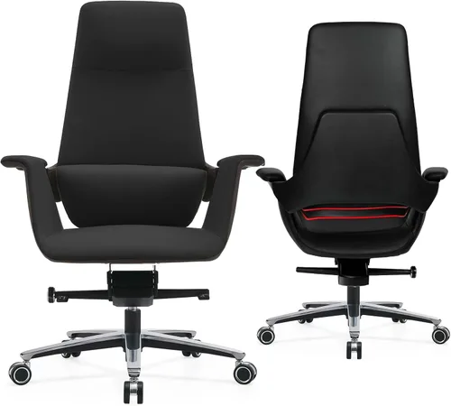Vista 8 de Silla de oficina ejecutiva ergonómica ajustable con respaldo Blanco