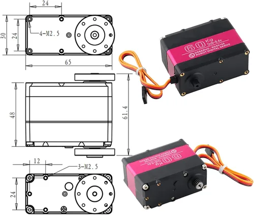 Vista 4 de RDS5160 Servo 132.3 lbs RC Digital Servo High Torque Mental Gear 180 270 grados con disco de montaje en forma de U para 1/5 RC Car Robotics DIY