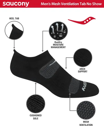 Vista 2 de Saucony Calcetines de malla para hombre, con ventilación y ajuste cómodo