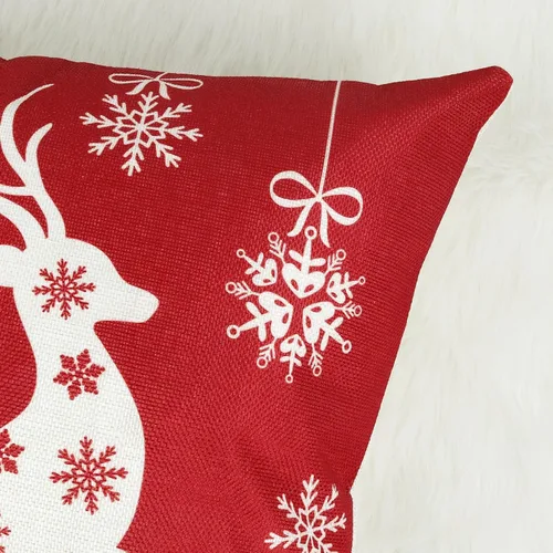 Vista 4 de Fundas de almohada de Navidad, copos de nieve, renos, árbol de Navidad, fundas de almohada decorativas de poliéster para sofá, cama, hogar, patio