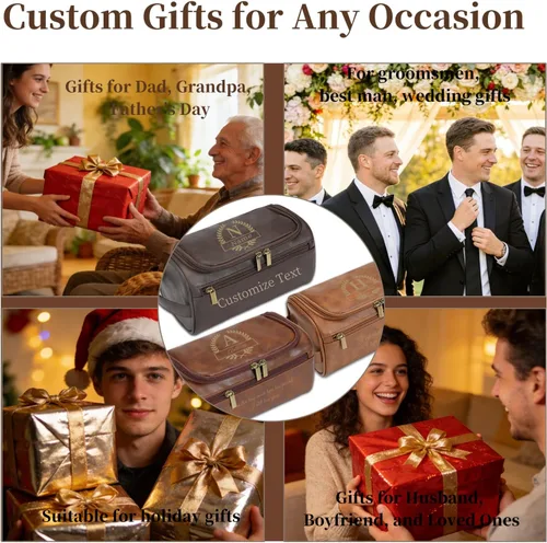 Vista 7 de Regalos personalizados para hombre Neceser Marrón café