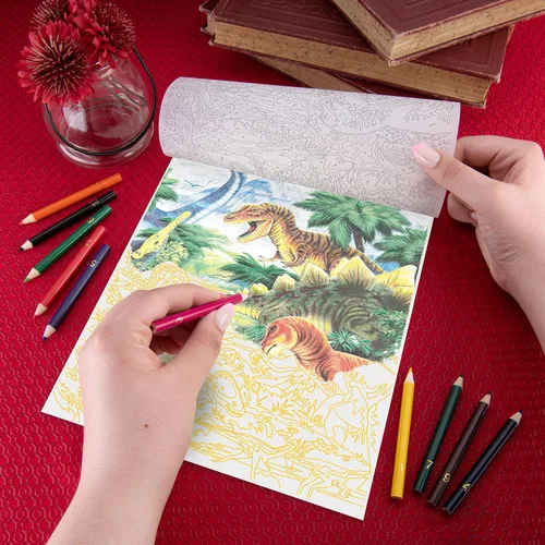 Vista 4 de Kit de lápiz de color por números, 8.75 x 11.75 pulgadas, dinosaurio Fun